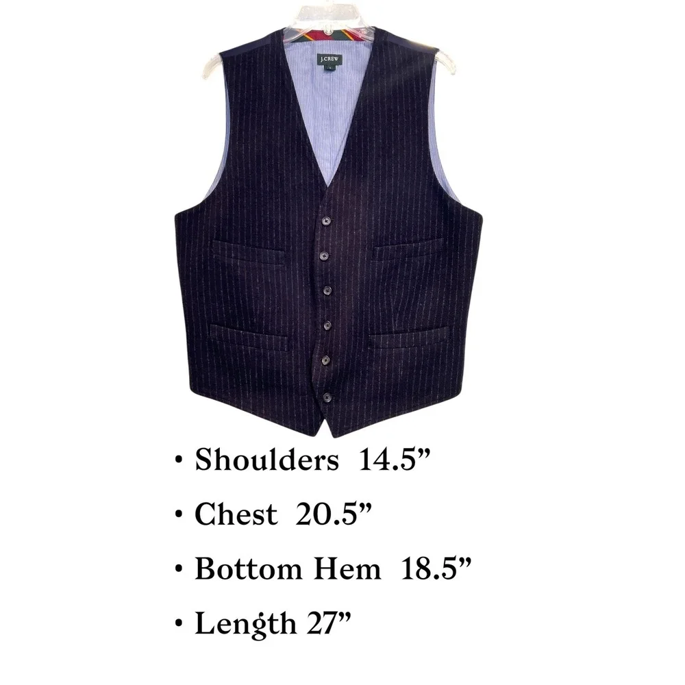 J.Crew English Wool Men's Vest L Old Money Dark Academia Pinstripe Waistcoat